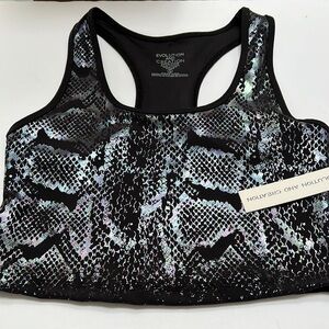 Evolution and Creation Shiny Rainbow Reptile Workout Crop Top Size S New